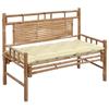 Bamboo Garden Bench with Cushion 120 Cm Cream Color