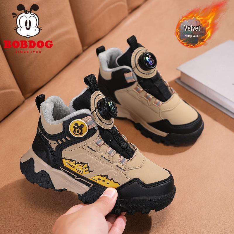 Babudou Fleece-Lined Children's Hiking Shoes: 2025 Autumn/Winter Cold-Resistant, Wear-Resistant, Non-Slip Sports Shoes for Medium and Large Kids.