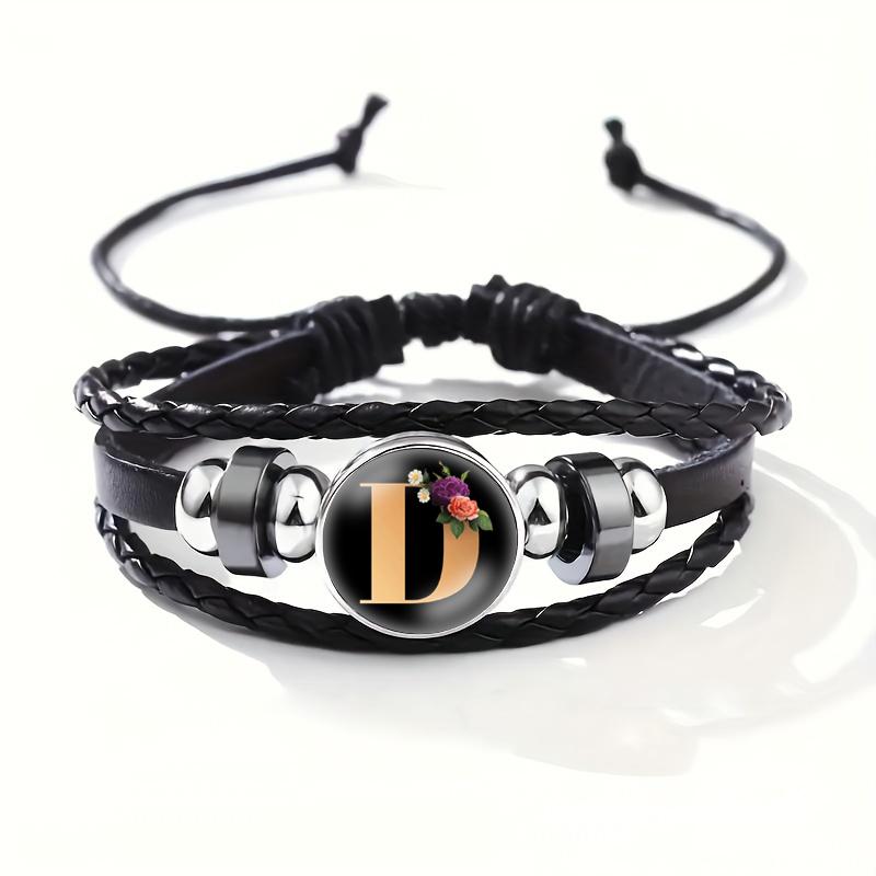 26 Letters A-Z Handmade Leather Bracelet Woven Multi-layer Punk Id Name Friendship Couple Bracelet