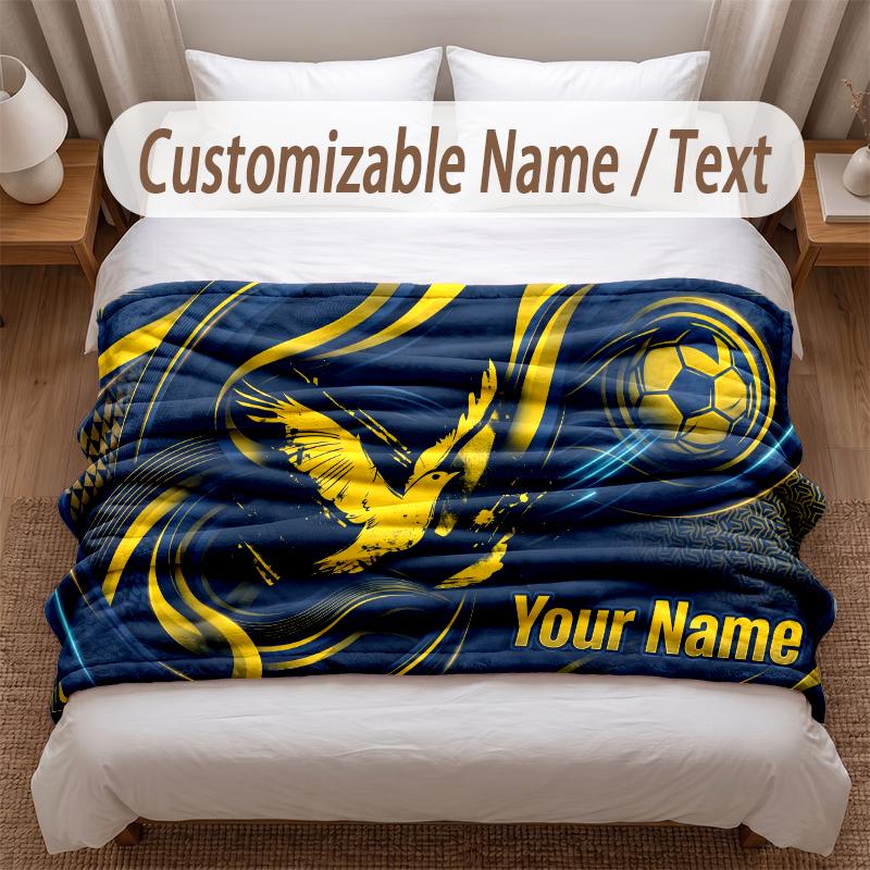 Fenerbahçe FC Printed Flannel Blanket Custom Name Text Soft Warm Throw For Bedroom Holiday Gift
