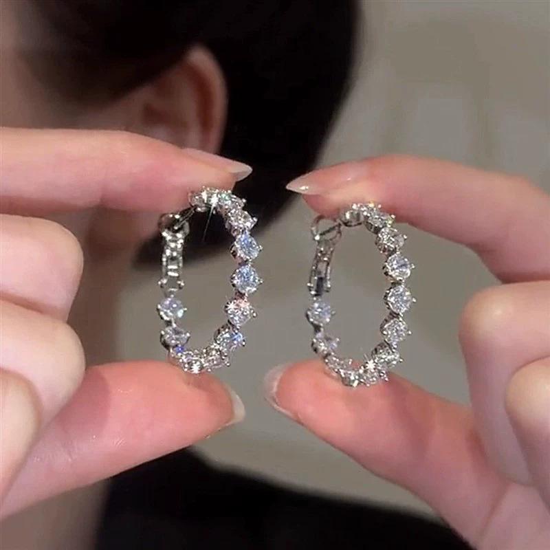 European and American exquisite zircon earrings women s niche design earrings simple earrings