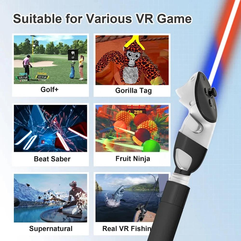 Verlängerungsgriff für Meta Quest 3 Zubehör VR Controller Griff Verlängerungsstange Lichtschwertgriffe für Meta Quest3