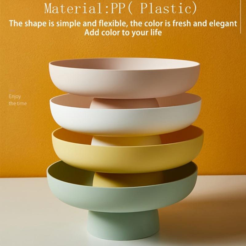 Modern Round Fruit Dish with Drainage, Elegant Plastic Basket for Kitchen Counter or Table Centerpiece