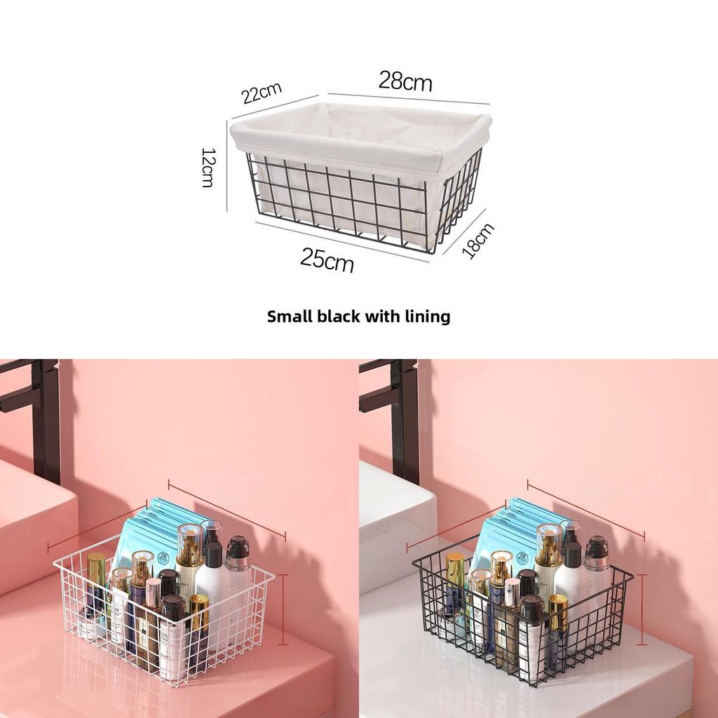 Storage Basket With Iron Material For Home Office And Bathroom Organization