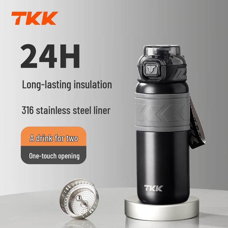 Термокружка TKK Maiyue 316 SS с крышкой-поильником и ситечком для чая, 500 мл