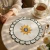 Retro Sunflower Lace Coasters Flower Shaped Placemat with Embroidered Pattern, Pastoral Style for Dining Table, Exquisite Table Covers Heat Resistant