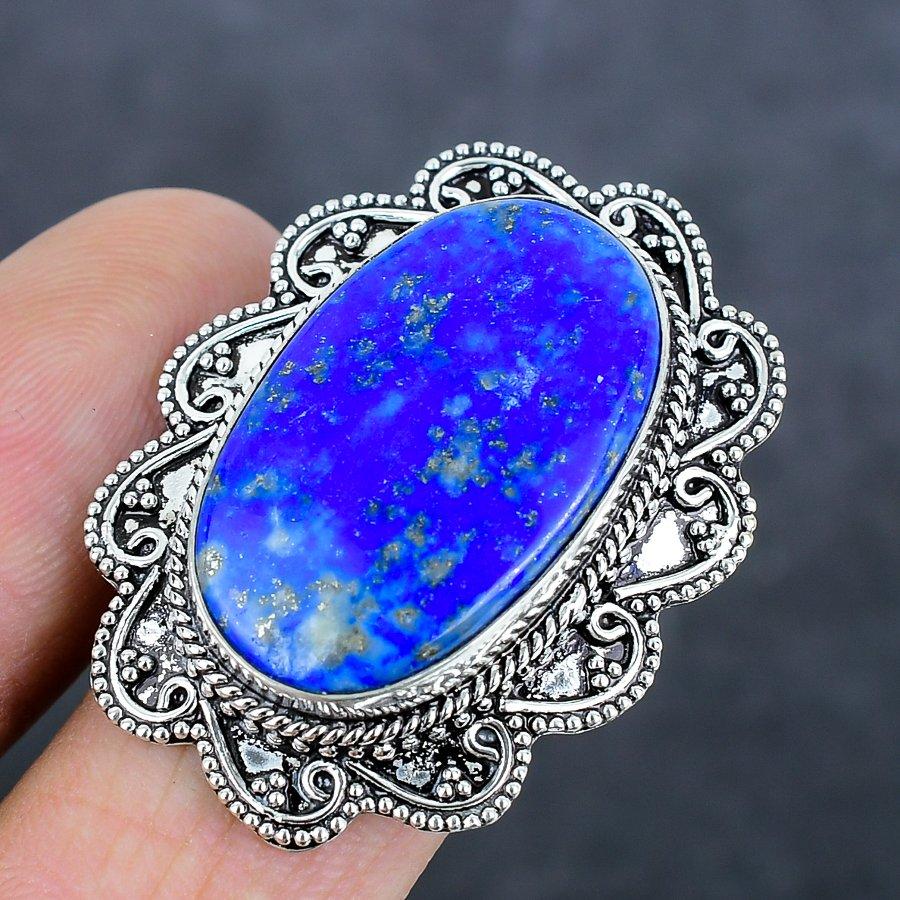 Lapislazuli Edelstein 925 Sterlingsilber Schmuck Ring Größe 8.5