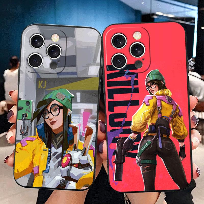 V-Valorant Killjoy Soft Phone Case for iPhone 16 16E 17 Air 15 Pro Max 14 Plus 13 Mini 11 12 7 Black Cover Back Shell