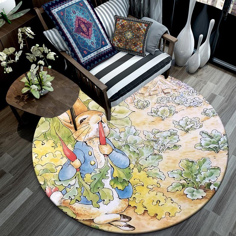 Peter Rabbit2 Round Area Rug,Carpet Rug for Living Room Bedroom Sofa Playroom Decor,Non-slip Floor Mat