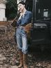 Women's Retro Hong Kong Style Washed Denim Long Sleeve Shirt - Autumn/Winter Korean Design Layering Outerwear