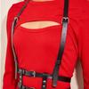 Women's Fashion Body Harness Belt - Black PU Leather Adjustable Straps for Dress & Clubbing Events