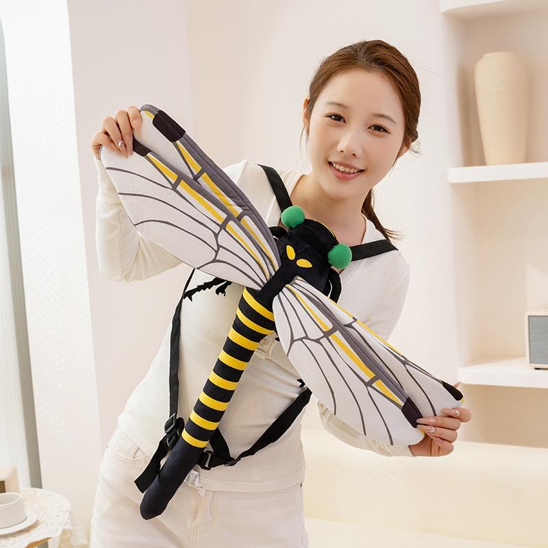 60cm Insect Series Dragonfly Backpack Realistic Dragonfly Stuffed Animal Plush Toys Creative Bag Birthday Gifts For Kids