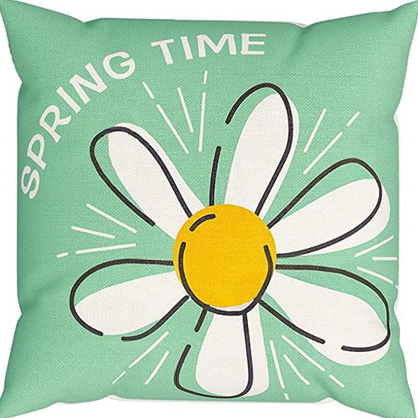 Flowers Daisy Tulip Printed Linen Pillow Case Home Living Room Sofa Bedroom Pillow Case