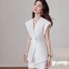 2025 Summer High-End Sleeveless Suit Jacket with Shorts – Goddess Petite OL Style