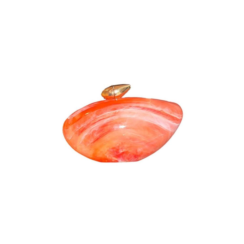 Women's Marble Pattern Acrylic Clutch - Goose Egg Shape Evening & Shoulder Bag