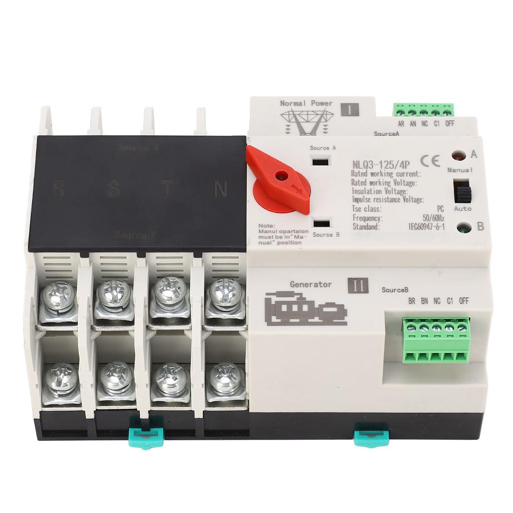 Comutator de transfer automat cu dublă alimentare 4P, comutare rapidă PC AC 110V 63A pentru fabrică de acasă