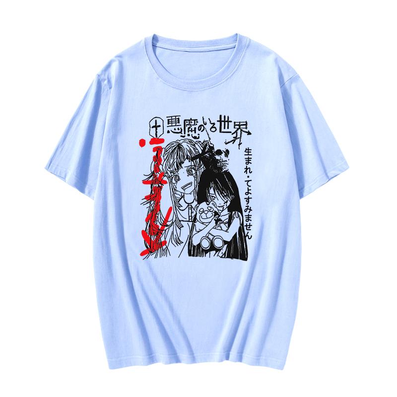 Japonský Démon Anime Punk Goth Tričko Volné Streetwear Harajuku Letní Móda Dámské Ležérní Estetické Kreslené