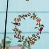 Wreath Flower with Birds Door Decorations Round Metal Bird Silhouette Wall Decor