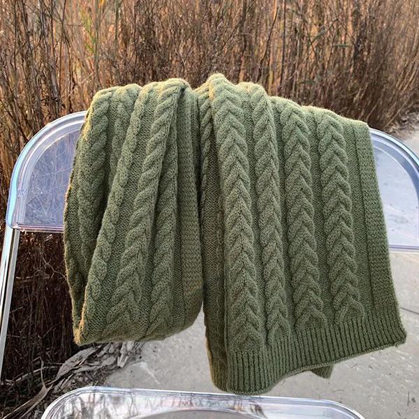 WTEMPO Solid Color Soft Winter Long Warm Knitted Scarves Women's Thickened Windproof Cold-proof Versatile Casual Scarves