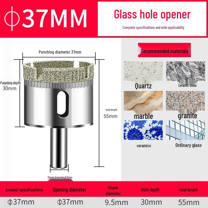 Emery Glass & Tile Drill Bit, 3-200mm Rotary Hole Saw for Marble