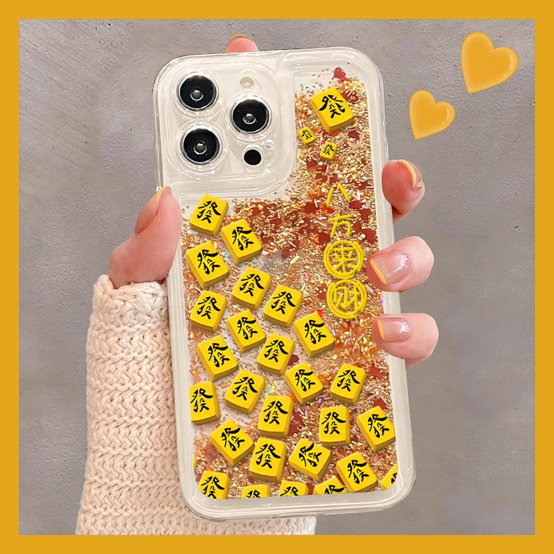 

Bafang Lai CAI Маджонг Фа Подходит для Apple 16, Чехол для телефона Зыбучие пески 15, Прозрачный противоударный 14, Высококлассное ощущение 13/12 Xiaomi 13