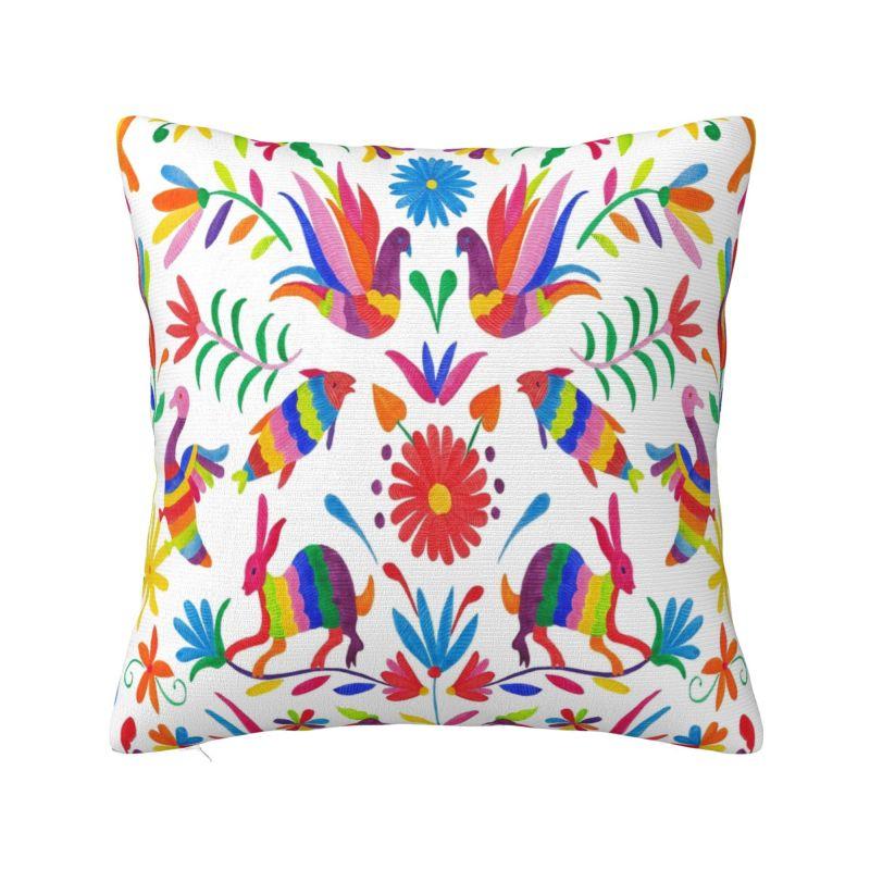 Mexikanische Otomi Blumenzusammensetzung Kunst Moderne Kissenhülle Wohnzimmerdekoration Volksblumenmuster Stuhlkissen