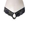 Men's Lace See-Through Thong with Open Crotch and Straight Insert for Temptation.