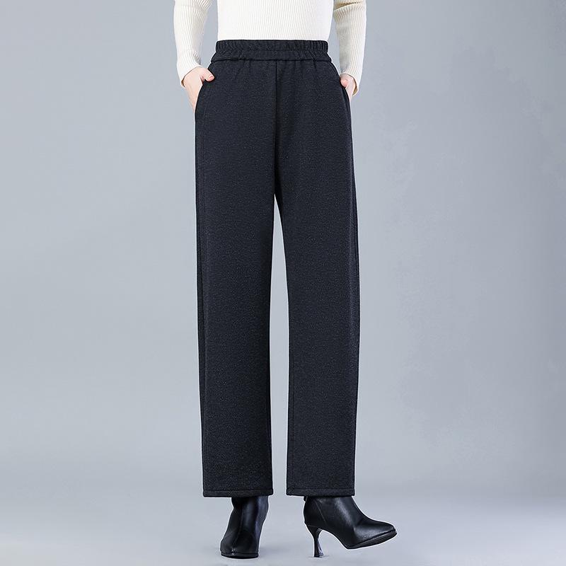 8XL Plus Size Fleece-Lined Winter Cotton Pants for Middle-Aged & Elderly - Loose, Thick, Long Pants