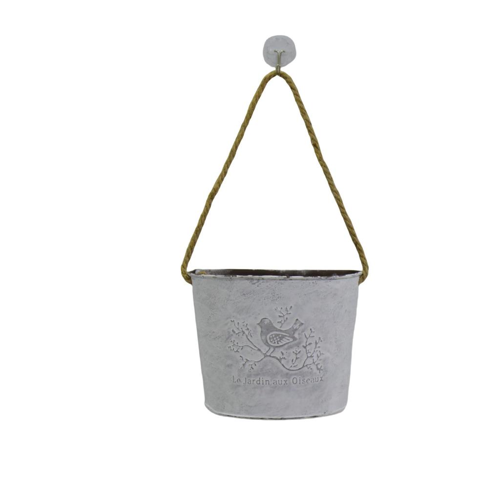 Retro Wrought Iron Wall-Mounted Hanging Flower Vase and Basket for Indoor/Outdoor Décor