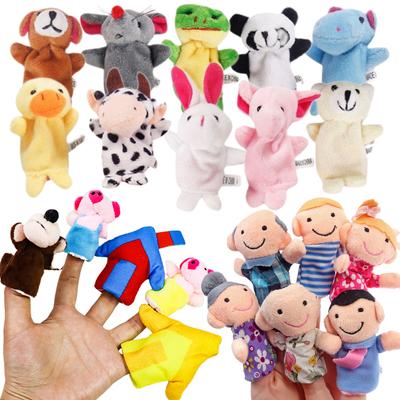 Finger Puppets Set Baby Cartoon Animals Plush Dolls Family Hand Puppet Cloth Theater Children Educational Toys for Kids TMZ