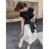 Women's Soft Cloud Cotton Plaid Lace A-Line Midi Dress