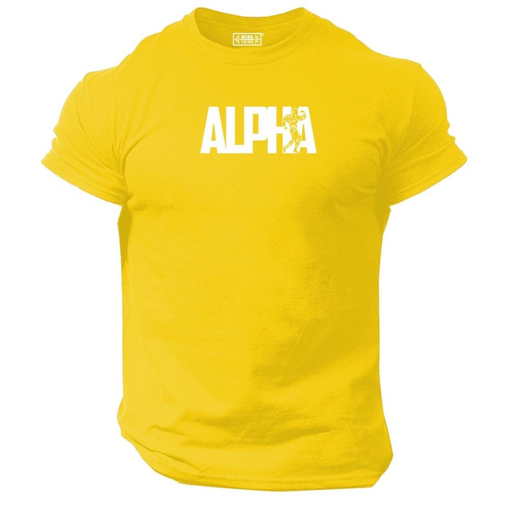 Alpha T-shirt Abbigliamento Palestra Bodybuilding Allenamento Workout Esercizio Muscoli Top