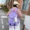 Korean Version Women's Canvas Backpack Large Capacity 4 PCS Set Middle School Rucksack Simple Wear-resistant Schoolbags with Pen Bag