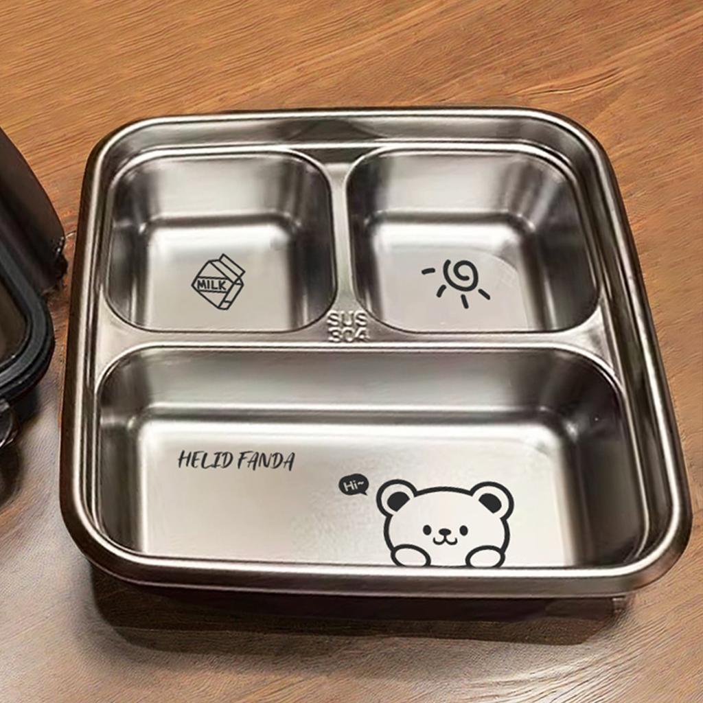 2/3 Grids 304 Stainless Steel Bento Box With Lid Leak-proof Divided Lunch Box For Kids Students Large Capacity Food Container