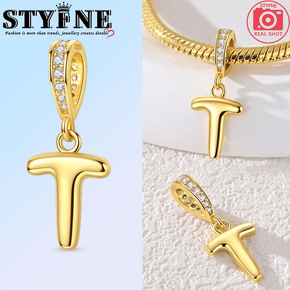 Fit Original Bangle Bracelet Diy A-Z Alphabet Charms Bead Copper Zircon Love Letter Dangle Pendant Jewelry Gift