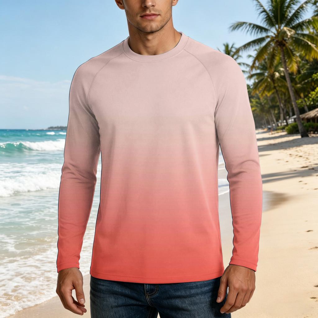 Herren UPF50+ Sonnenschutzshirt Langarm Leichtes Stretchgewebe Outdoor UV-beständiges Oberteil für Sport und tägliches Tragen
