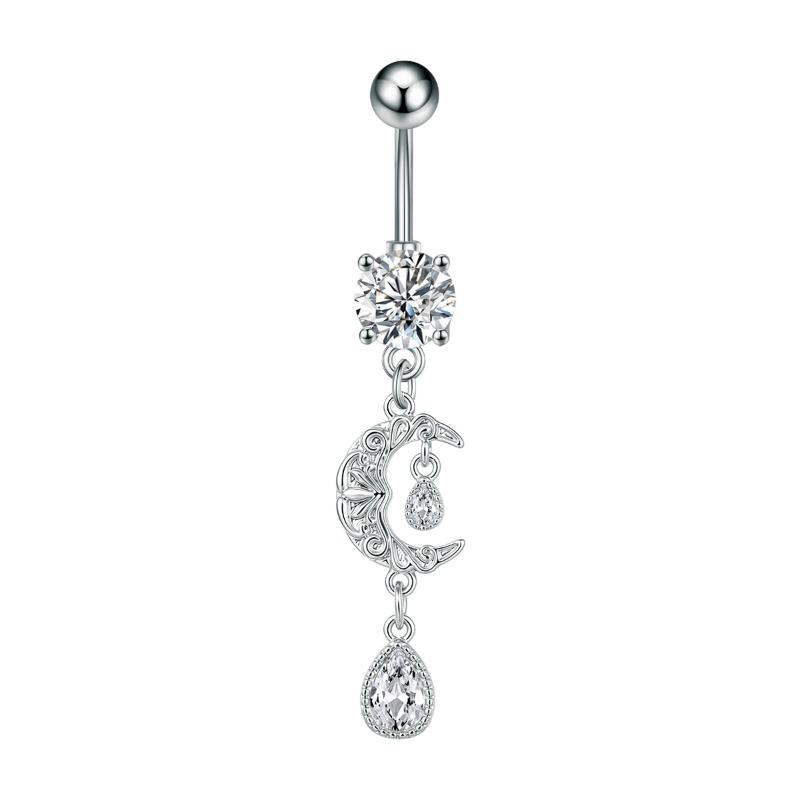 Crystal Belly Button Rings Stainless Steel Zircon Heart Crown Flower Navel Piercing Sexy Ombligo Body Piercing Jewelry