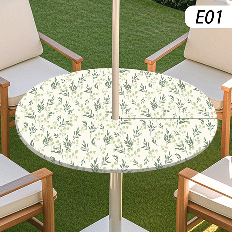 Round Table Cover Waterproof Oil-Proof Tablecloth Elastic Kitchen Dining Wedding Party Table Cover Outdoor Courtyard Home Decor