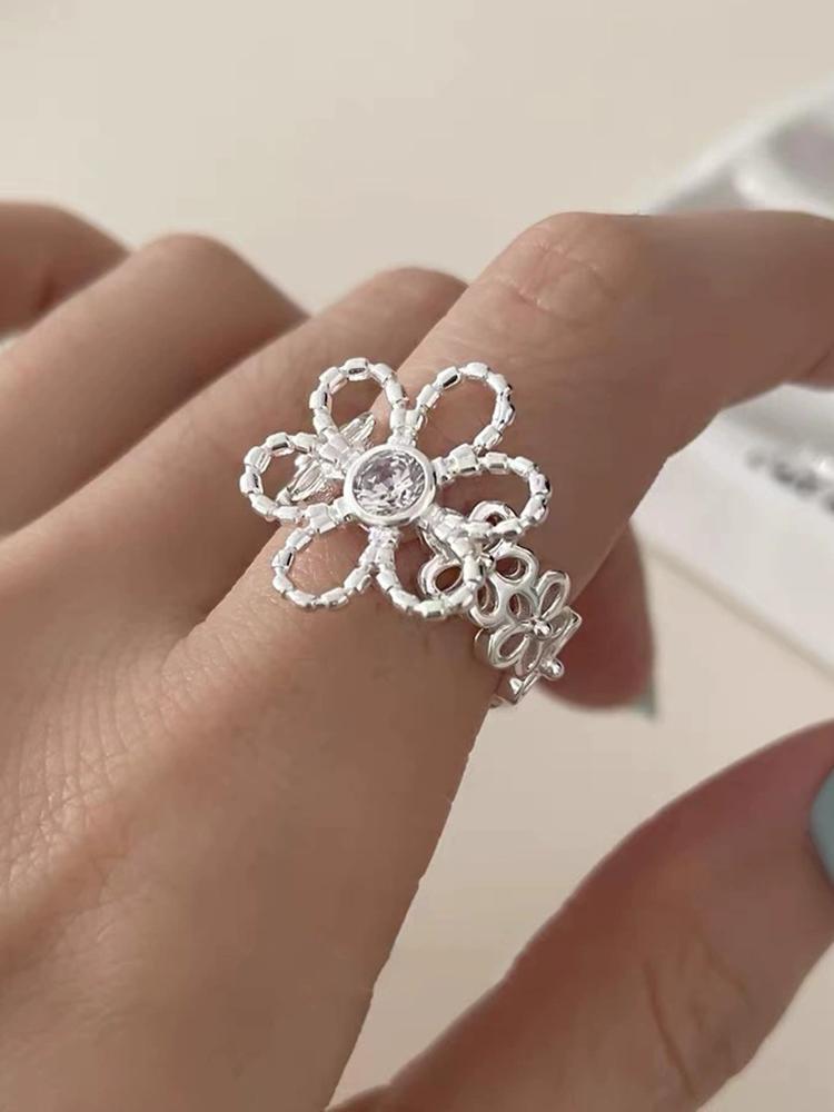 Geometric Handmade Irregular Flower Open Rings For Women Fashion New Jewelry Gift Party Daily Wholesale Anillos
