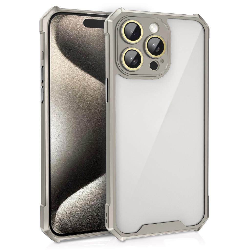 For iPhone 15 Pro Case Clear Acrylic+TPU Shockproof Anti-Scratch Phone Cover with Lens Film