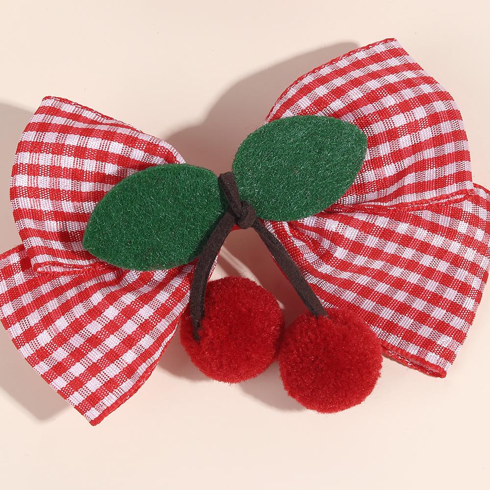 2 Stück Kirschschleife Haarspangen Erdbeer Karomuster Haarnadel Süße Mode Haarspange Für Mädchen Kinder Kopfschmuck Koreanische Kinder Accessoires