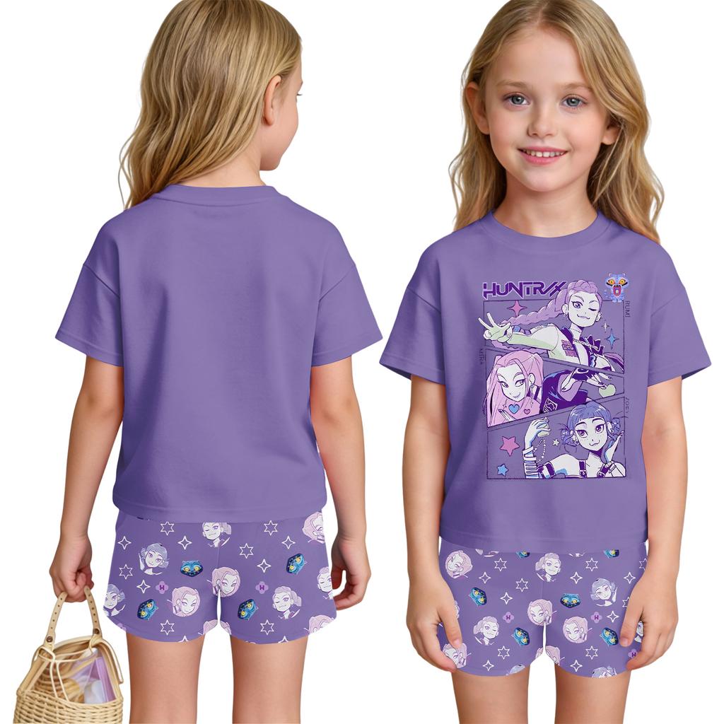 Children's Casual Short Sleeve And Shorts Letter Print Set