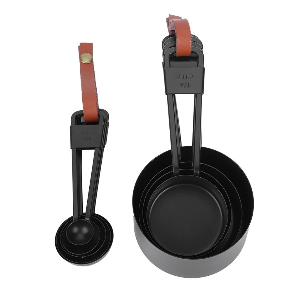 Black Measuring Spoon Set with Scale Baking Measuring Tools Measuring Cups Set Baking Cooking