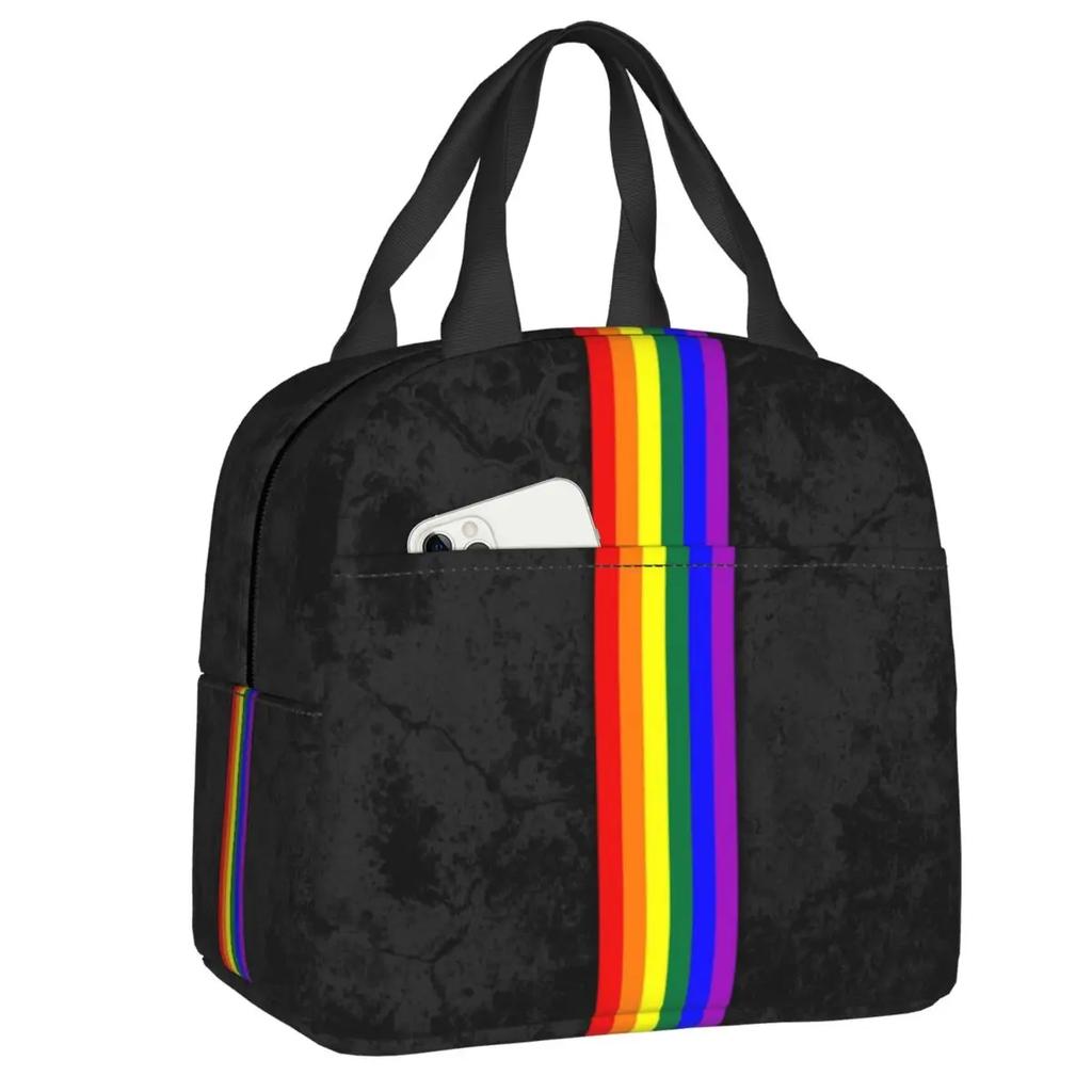 Gay Pride Flag Drip Design Insulated Lunch Bag Women Resuable LGBT Rainbow Lesbian Thermal Cooler Lunch Box Office Picnic Travel