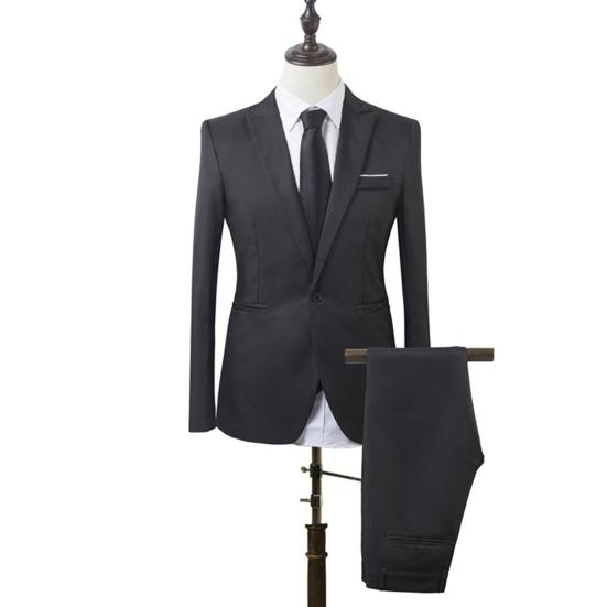 Herren Slim Fit Business Freizeit Ein-Knopf Formal Zweiteiler Anzug für Bankett