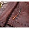 Chinese Size Vitnage Red Brown Men Leather Jacket Cowhide Leather Motorcycle Style Genuine Cow Jackets for Men Autumn