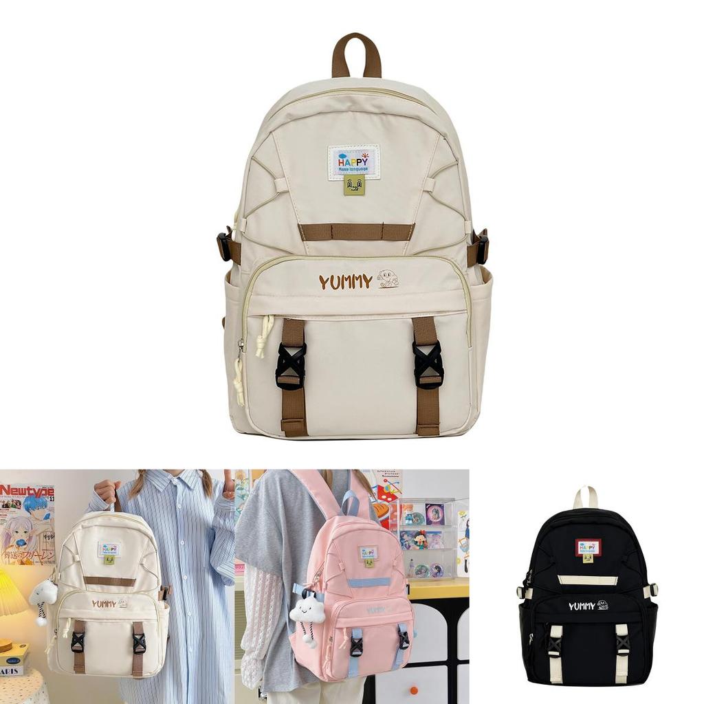 Large Capacity Yummy Letter Print Nylon Backpack For Girls And Boys With Breathable Design For School And College Use