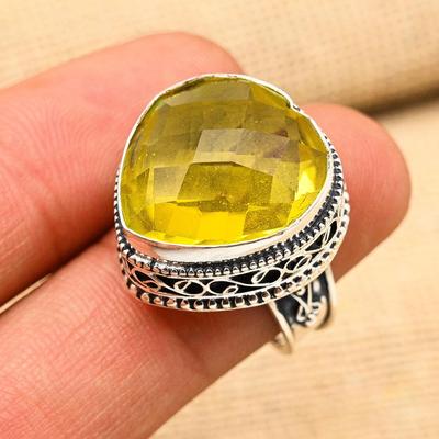 Citrin Edelstein Handgefertigt 925 Sterlingsilber Herzform Schmuckring für den Gedenktag