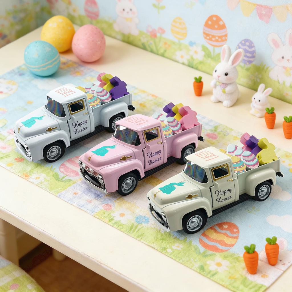 Easter Decorations For Children, Including A Bunny Car Die- Model.