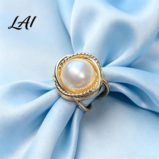 Elegant Pearl Scarf Buckle Alloy Silk Ring with Faux Pearls Clip Rings for Women Exquisite Gift Her Round Clip Retro Holder Dresses And Shirts